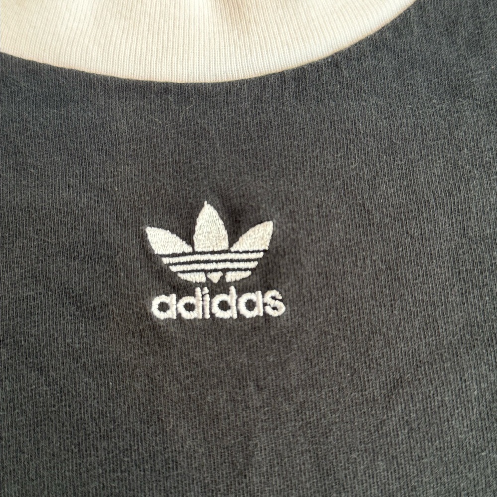 Adidas Black and White Crew Neck Crop Tee - Picture 6 of 8